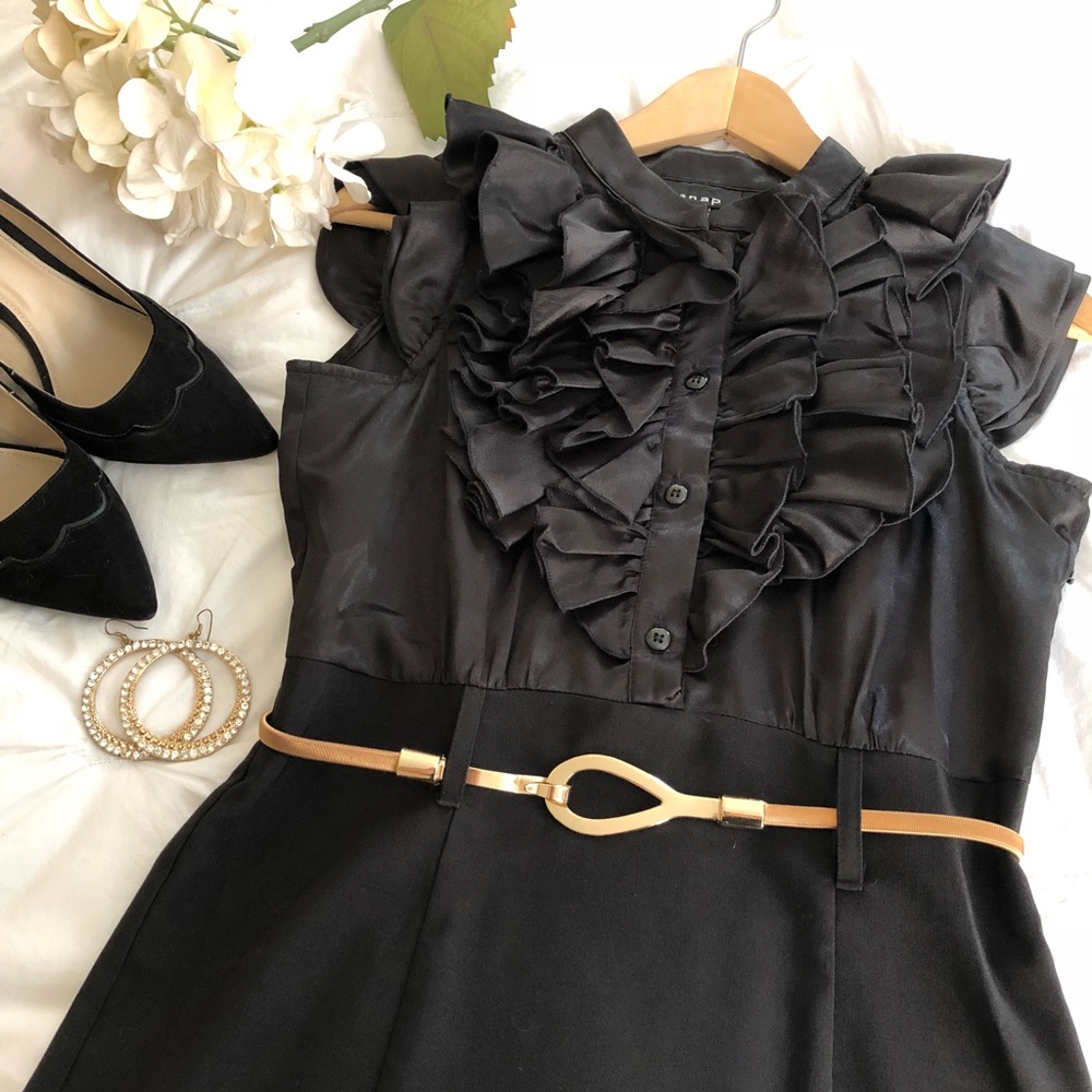 Black Cocktail Dress with Ruffles